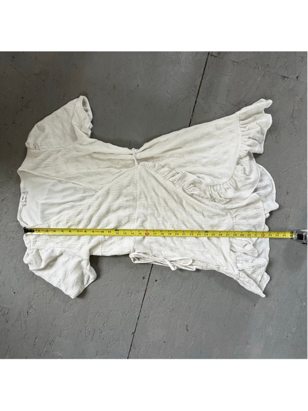 Mango White Textured Ruffle Wrap Mini Dress Size 6 / M - Picture 7 of 7